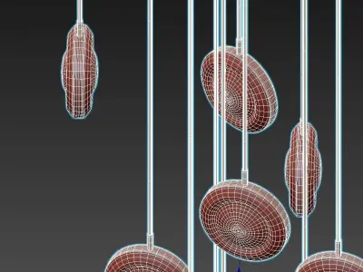 lenss glass chandelier with orange balls hanging from it 3D model