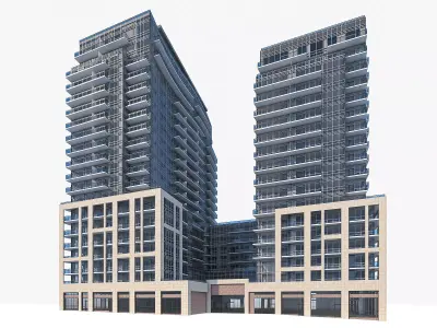 Residential Tower Complex 03 Low-poly 3D model