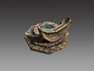 Fantasy fountain Low-poly 3D model