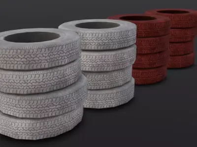 Tire Set 3D Model  Low-poly 3D model