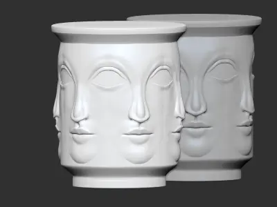 face pattern table-planter 3D print model