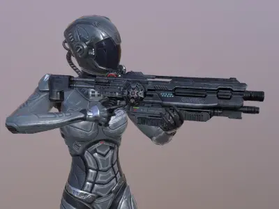 Sci-fi female armor Low-poly 3D model