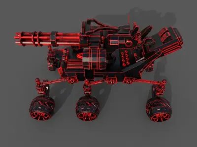 Rover machine gun on wheels Low-poly 3D model