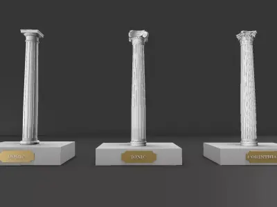 Classical Columns     Doric Ionic Corinthian for educational use 3D print model