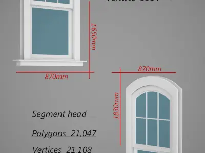 Double hung windows wood collection  3D model