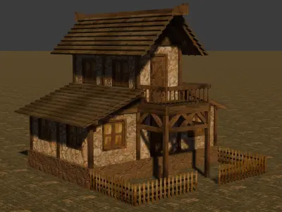 Low Poly Medieval House Bundle for Game and Animation Projects Low-poly 3D model
