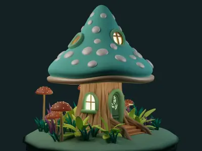 Mushroom House 3 Low-poly 3D model