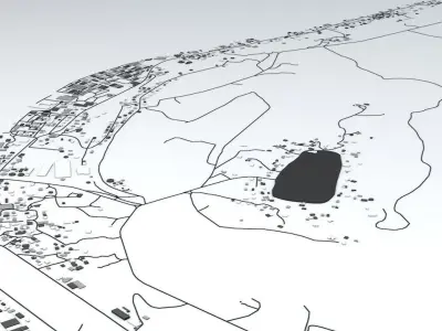 Nauru Road Network and Buildings 3D model