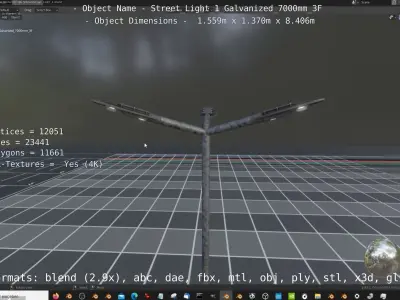 Street Light 1 Galvanized 7000mm 3F Low-poly 3D model