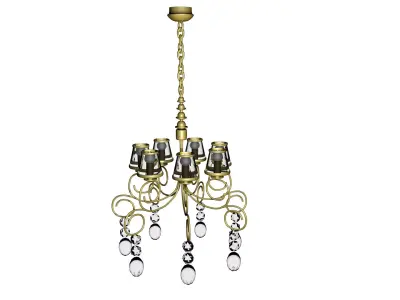 Chandelier gold and glass Free 3D model