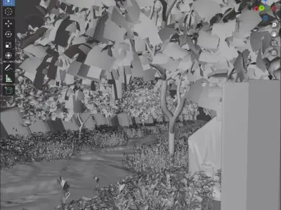 Cinematic Blender forest Environment Fog Lighting  Vegetation 3D model