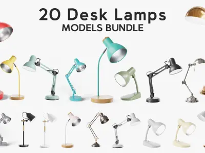  20 Desk Lamps - PBR High Quality Models Bundle 