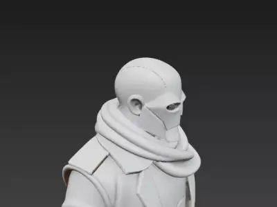 Masked Human Warrior Figurine Sci-Fi Soldier 3D Print Model 3D print model