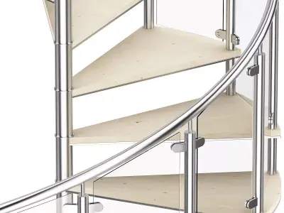 Wooden Spiral Stairs 4 3D model