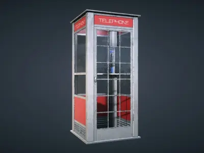 Telephone Booth Low-poly 3D model