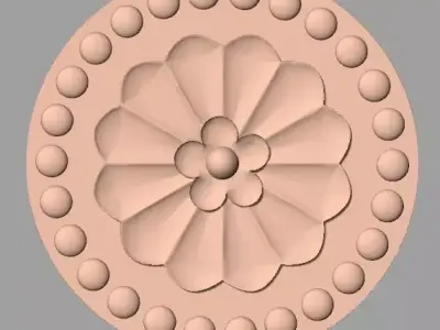 Furniture decoration round flower 3D STL model for CNC E901 3D model