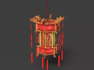 Chinese Palace Lantern  Low-poly 3D model 8
