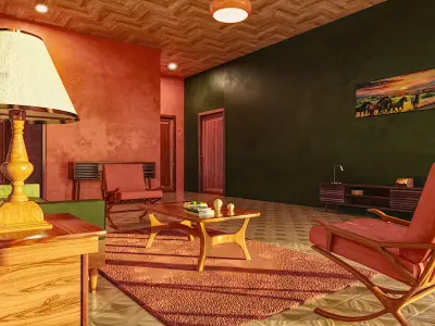 70s Living Room 3D model