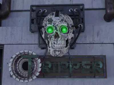 Cyberpunk Street Lights And Signs - 11 models 3D model