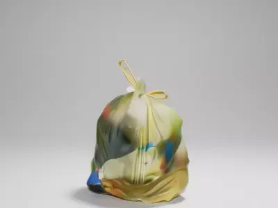 Translucent Trash Bag 3D Artistic Sculpture Colorful Contents Low-poly 3D model