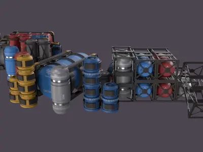 Sci-Fi Barrel Pack Low-poly 3D model