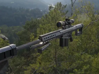 Barret M82A Anti materiel precision sniper rifle Low-poly 3D model