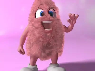 Pink Creature RIGGED and Animated Low-poly 3D model