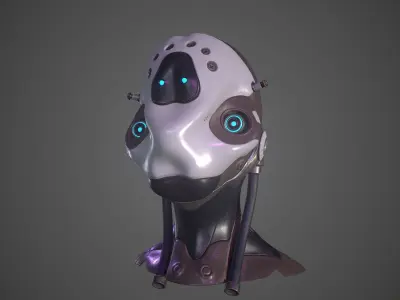 Robot Head Low-poly 3D model