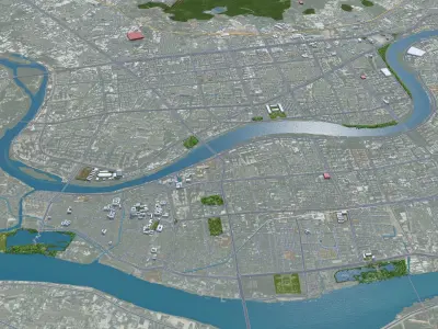 Jieyang Guangdong Province China 55km Low-poly 3D model