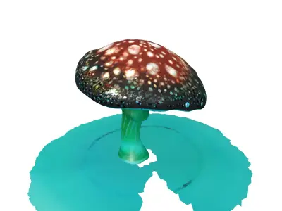 Glowing Fantasy Mushroom 3D Model Low-poly 3D model