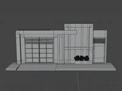 Door and modern facade LOWPOLY Low-poly 3D model