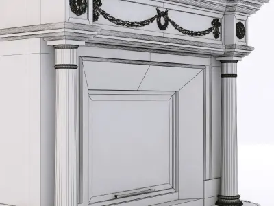 classical marble fireplace 3 3D model