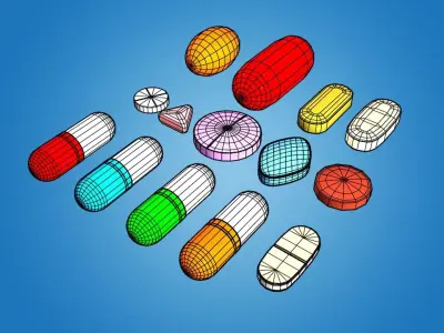 Lowpoly pills pack Low-poly 3D model