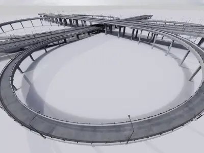 Highway Viaduct flyover 3D model 3D model Low-poly 3D model