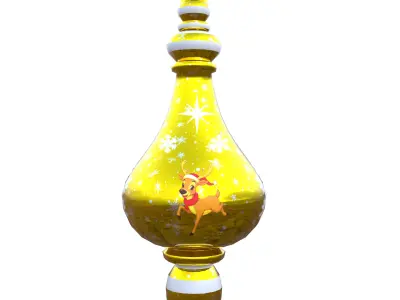 Charming Reindeer Golden Holiday Bauble 3D Model PBR Lowpoly Low-poly 3D model