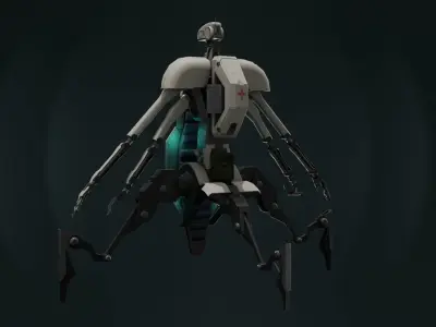 Med-droid futuristic looking robot Low-poly 3D model