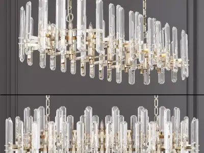 Restoration Hardware BONNINGTON LARGE LINEAR CHANDELIER Nickel 3D model