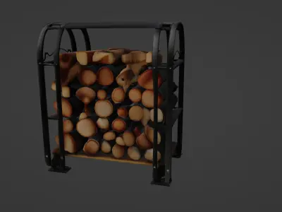 Compact Outdoor Firewood Rack with Tool Shelf 3D model