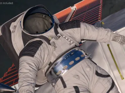  EVA Space Suit with Detailed Interior White Rigged 