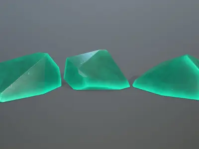 Crystal Set emerald gemstones Low-poly 3D model