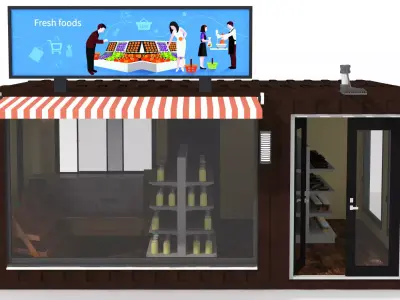 Container Grocery Shop 3D model