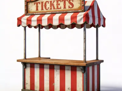Vintage Circus Ticket Admission Booth 3D Model Low-poly 3D model