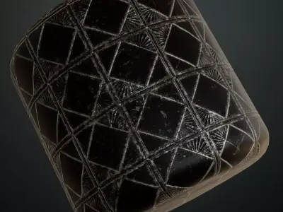 Art Deco Obsidian Diamond Panels PBR Seamless Texture