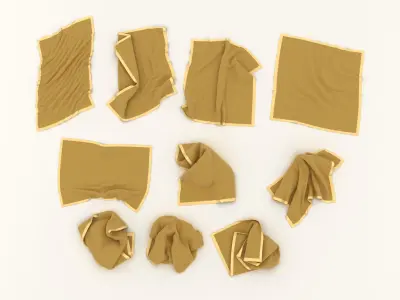 Towel Collection 4 pieces of tan cloth 3D model