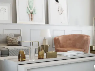 Corona - C4D Scene files - Drawing Room Interior Scene 3D model