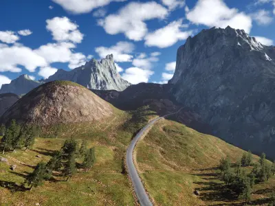 Coastal Mountain Range Game Environment Low-poly 3D model