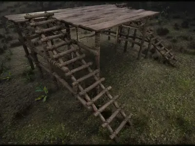 Wooden Stage Low-poly 3D model