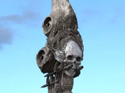 Alien meteor Scull rocks  3D model