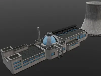 Industrial Factory 3D Model Low-poly 3D model
