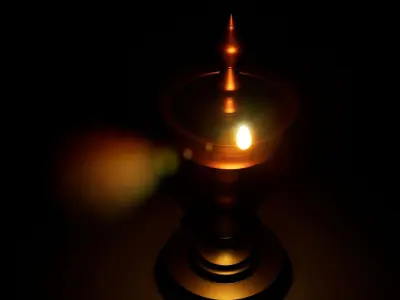 Indian Traditional Lamp 3D Single Flame animation for Blender UE 3D model